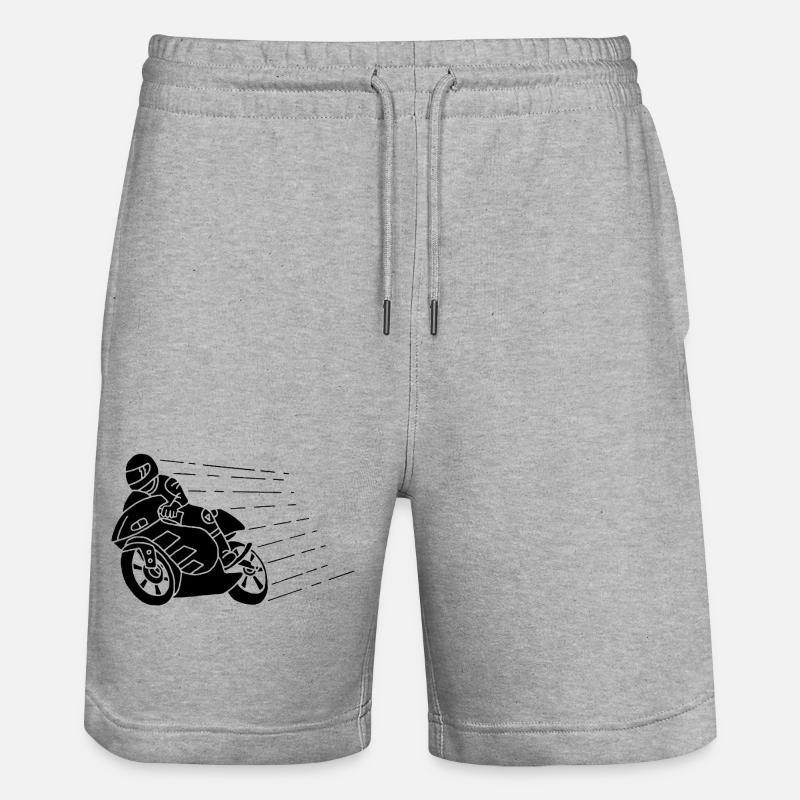Schwarzer Biker und Geschwindigkeit - Stanley/Stella Unisex Bio Joggingshorts Trainer  - Grau meliert