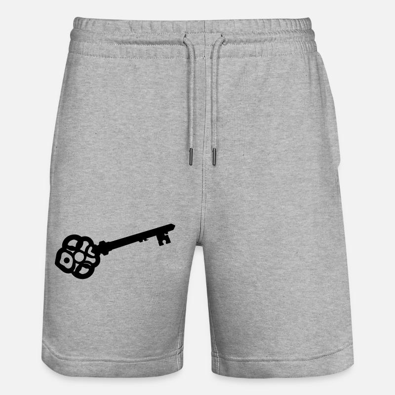 Silhouette de clé squelette ornée - Short de jogging bio TRAINER Stanley/Stella unisexe - gris chiné