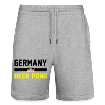 Bier Pong Deutschland - Stanley/Stella Unisex Bio Joggingshorts Trainer  - Grau meliert - Vorne - Nik (191cm) & Marisol (170cm)