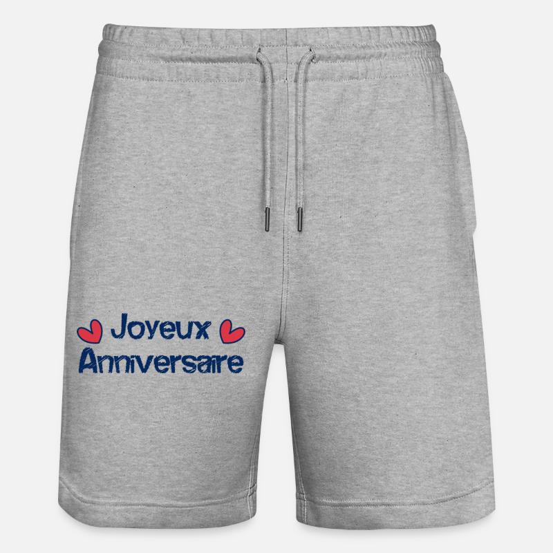 JOYEUX ANNIVERSAIRE. HAPPY BIRTHDAY. ANNIVERSAIRE. - Short de jogging bio TRAINER Stanley/Stella unisexe - gris chiné