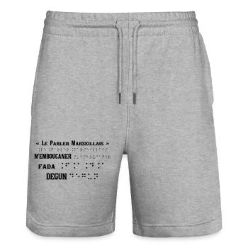 Design graphique abstrait en couleurs vibrantes - Short de jogging bio TRAINER Stanley/Stella unisexe - gris chiné - Devant - Nik (191cm) & Marisol (170cm)