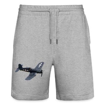 F4U Corsair - Stanley/Stella Unisex Bio Joggingshorts Trainer  - Grau meliert - Vorne - Nik (191cm) & Marisol (170cm)