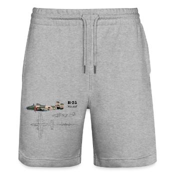 B-25 - Stanley/Stella Trainer Unisex Organic Jogging Shorts - heather grey - Front - Nik (191cm) & Marisol (170cm)