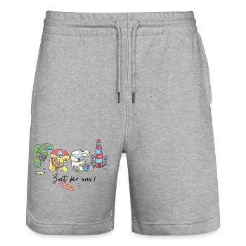 Vacances de loisirs - Short de jogging bio TRAINER Stanley/Stella unisexe - gris chiné - Devant - Nik (191cm) & Marisol (170cm)