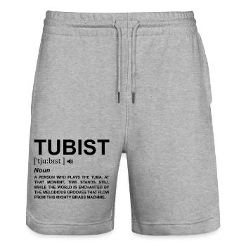 Tubist Meaning - Stanley/Stella Trainer Unisex Organic Jogging Shorts - heather grey - Front - Nik (191cm) & Marisol (170cm)