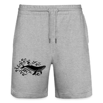 Baleine noire - Short de jogging bio TRAINER Stanley/Stella unisexe - gris chiné - Devant - Nik (191cm) & Marisol (170cm)