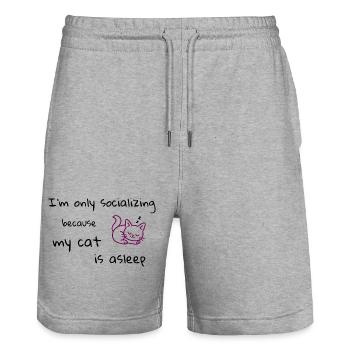 Only Socializing Now - Cat Humor - Stanley/Stella Trainer Unisex Organic Jogging Shorts - heather grey - Front - Nik (191cm) & Marisol (170cm)