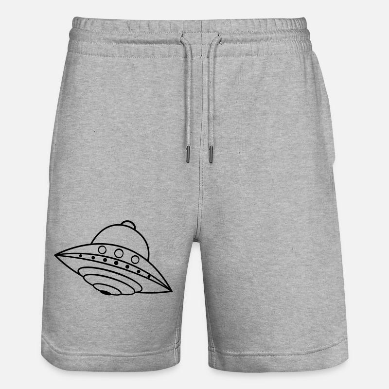 UFO Alien Ship Space Doodle - Stanley/Stella Trainer Unisex Organic Jogging Shorts - heather grey