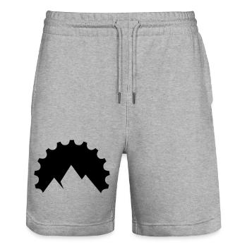 Zahnrad trifft Bergsilhouette - Stanley/Stella Unisex Bio Joggingshorts Trainer  - Grau meliert - Vorne - Nik (191cm) & Marisol (170cm)
