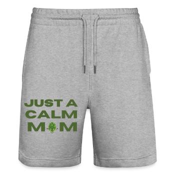 calm mom - Stanley/Stella Unisex Bio Joggingshorts Trainer  - Grau meliert - Vorne - Nik (191cm) & Marisol (170cm)