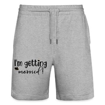 BRAUT HEIRATEN - Stanley/Stella Unisex Bio Joggingshorts Trainer  - Grau meliert - Vorne - Nik (191cm) & Marisol (170cm)