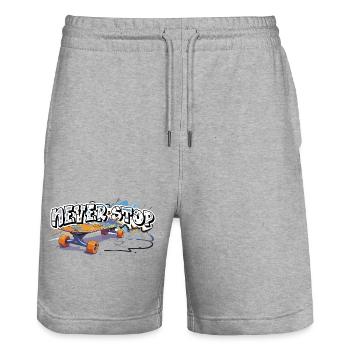 Colored Skateboard Graffiti Design - Stanley/Stella Trainer Unisex Organic Jogging Shorts - heather grey - Front - Nik (191cm) & Marisol (170cm)