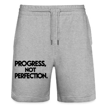 Minimalistische Bergkette Illustration - Stanley/Stella Unisex Bio Joggingshorts Trainer  - Grau meliert - Vorne - Nik (191cm) & Marisol (170cm)