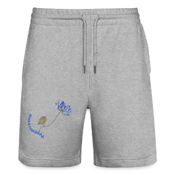 Vogel mit Blume - Stanley/Stella Unisex Bio Joggingshorts Trainer  - Grau meliert - Vorne - Nik (191cm) & Marisol (170cm)