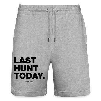 Last hunt today (Bachelor Party) - Stanley/Stella Trainer Unisex Organic Jogging Shorts - heather grey - Front - Nik (191cm) & Marisol (170cm)