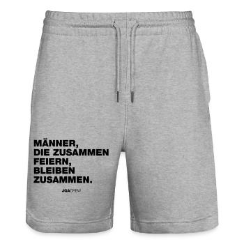 Celebrating Men (Bachelor Party) - Stanley/Stella Trainer Unisex Organic Jogging Shorts - heather grey - Front - Nik (191cm) & Marisol (170cm)