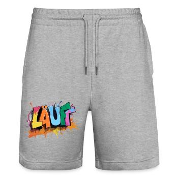 Läuft Statement Läufer Graffiti Lustige Sprüche - Stanley/Stella Unisex Bio Joggingshorts Trainer  - Grau meliert - Vorne - Nik (191cm) & Marisol (170cm)