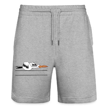 Storch mit Banner – Text selber hinzufügen - Stanley/Stella Unisex Bio Joggingshorts Trainer  - Grau meliert - Vorne - Nik (191cm) & Marisol (170cm)