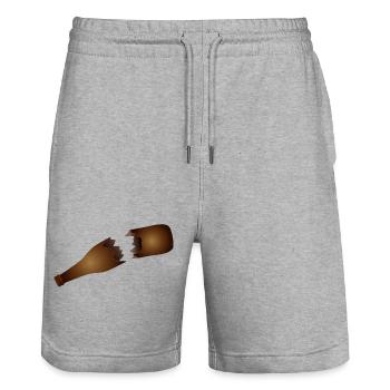 Zerbrochene Bierflasche Illustration - Stanley/Stella Unisex Bio Joggingshorts Trainer  - Grau meliert - Vorne - Nik (191cm) & Marisol (170cm)
