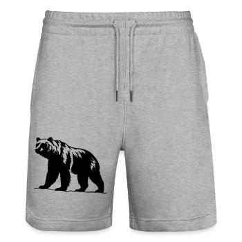 Bär Silhouette Vektor Kunst - Stanley/Stella Unisex Bio Joggingshorts Trainer  - Grau meliert - Vorne - Nik (191cm) & Marisol (170cm)