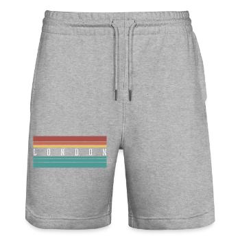 Vintage London Stadtbild Illustration - Stanley/Stella Unisex Bio Joggingshorts Trainer  - Grau meliert - Vorne - Nik (191cm) & Marisol (170cm)