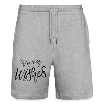 Warm Wishes – Lettrage à la main Design multicolore Var - Short de jogging bio TRAINER Stanley/Stella unisexe - gris chiné - Devant - Nik (191cm) & Marisol (170cm)