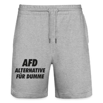 AFD Alternative for Stupid against Wrong Politics - Stanley/Stella Trainer Unisex Organic Jogging Shorts - heather grey - Front - Nik (191cm) & Marisol (170cm)