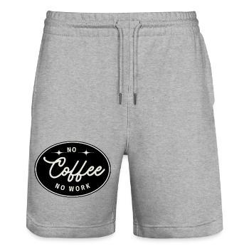 No coffee no work – Minimalist vintage t-shirt ca - Stanley/Stella Trainer Unisex Organic Jogging Shorts - heather grey - Front - Nik (191cm) & Marisol (170cm)