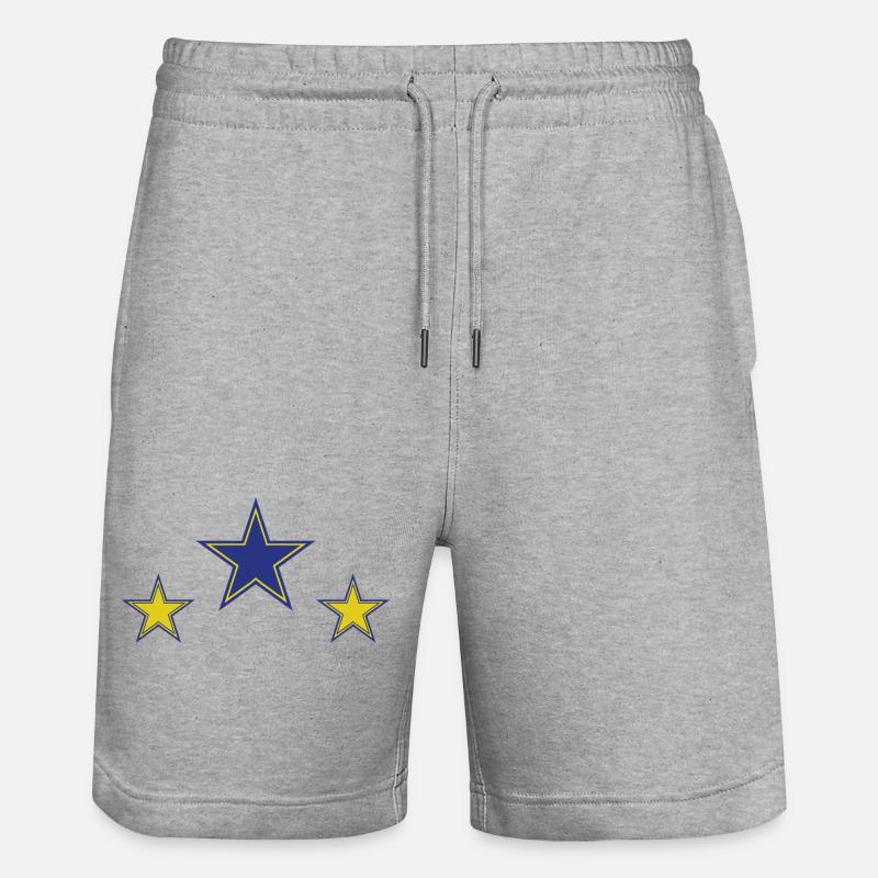 Abstrakte Sternenmuster in Gelb und Blau - Stanley/Stella Unisex Bio Joggingshorts Trainer  - Grau meliert