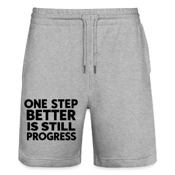 Lebendiges geometrisches abstraktes Muster - Stanley/Stella Unisex Bio Joggingshorts Trainer  - Grau meliert - Vorne - Nik (191cm) & Marisol (170cm)
