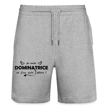 je suis dominatrice noir - Short de jogging bio TRAINER Stanley/Stella unisexe - gris chiné - Devant - Nik (191cm) & Marisol (170cm)