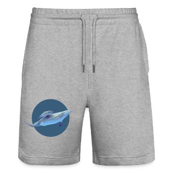 Delfin - Stanley/Stella Unisex Bio Joggingshorts Trainer  - Grau meliert - Vorne - Nik (191cm) & Marisol (170cm)