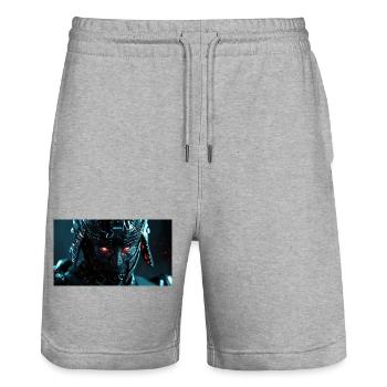 Cybernetic Futuristic Armor - Stanley/Stella Trainer Unisex Organic Jogging Shorts - heather grey - Front - Nik (191cm) & Marisol (170cm)