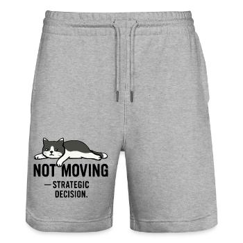 T-shirt Lazy cat – Not moving - Short de jogging bio TRAINER Stanley/Stella unisexe - gris chiné - Devant - Nik (191cm) & Marisol (170cm)