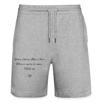 Ihre Geschichte ist noch nicht zu Ende. - Stanley/Stella Unisex Bio Joggingshorts Trainer  - Grau meliert - Vorne - Nik (191cm) & Marisol (170cm)
