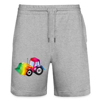 Rainbow excavator full of colour - Stanley/Stella Trainer Unisex Organic Jogging Shorts - heather grey - Front - Nik (191cm) & Marisol (170cm)