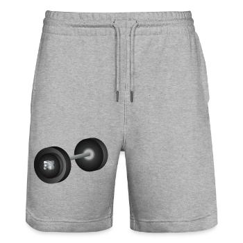 Haltère simple – symbole de fitness pour les athlètes de force - Short de jogging bio TRAINER Stanley/Stella unisexe - gris chiné - Devant - Nik (191cm) & Marisol (170cm)