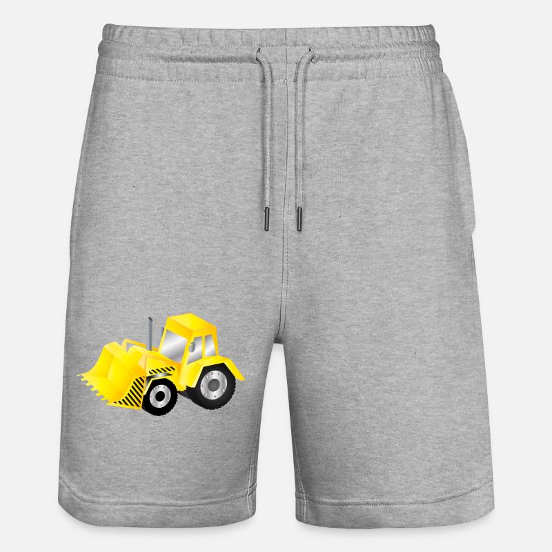 Strahlend gelber Bagger mit Power - Stanley/Stella Unisex Bio Joggingshorts Trainer  - Grau meliert