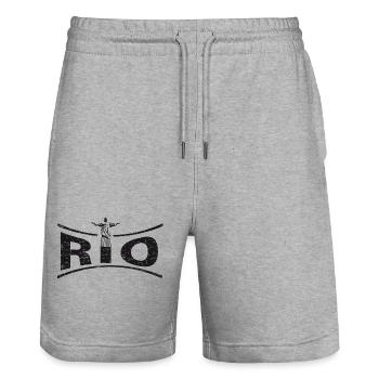 RIO avec Jésus - Brésil - Short de jogging bio TRAINER Stanley/Stella unisexe - gris chiné - Devant - Nik (191cm) & Marisol (170cm)