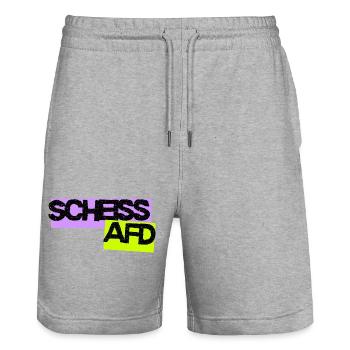 Scheiss AFD - Stanley/Stella Unisex Bio Joggingshorts Trainer  - Grau meliert - Vorne - Nik (191cm) & Marisol (170cm)