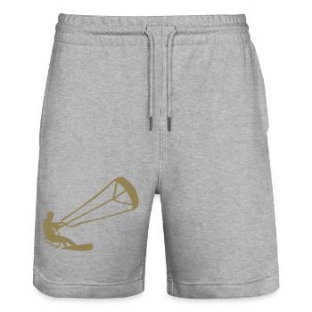 Kitesurfer Silhouette Kiteboarding Adrenalin Sport - Stanley/Stella Unisex Bio Joggingshorts Trainer  - Grau meliert - Vorne - Nik (191cm) & Marisol (170cm)
