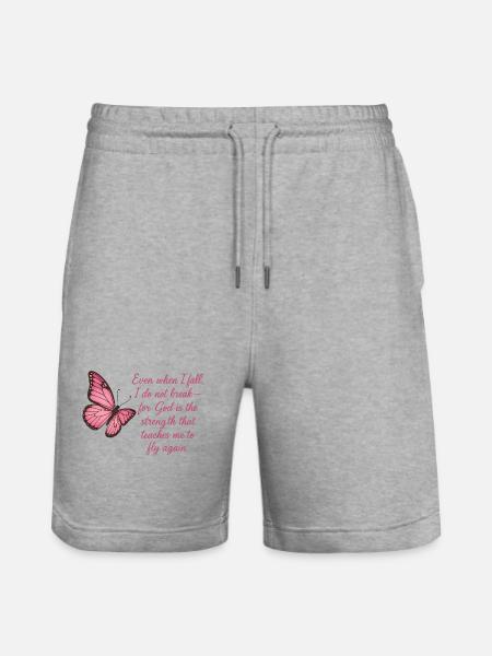 Inspirational Butterfly Faith Quote Design - Stanley/Stella Trainer Unisex Organic Jogging Shorts - heather grey