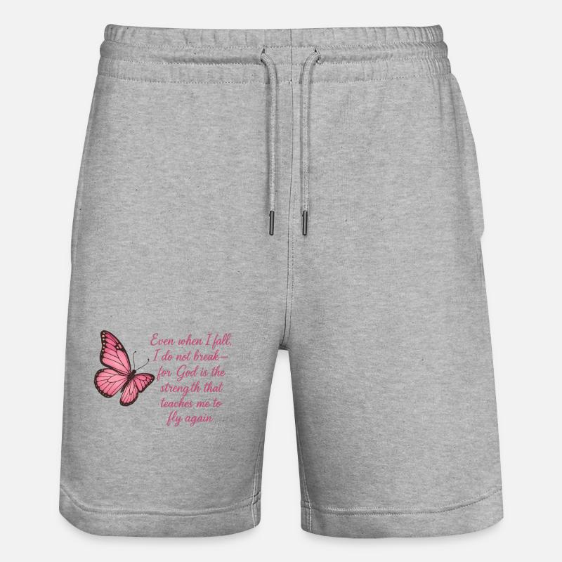 Inspiration papillon foi citation design - Short de jogging bio TRAINER Stanley/Stella unisexe - gris chiné