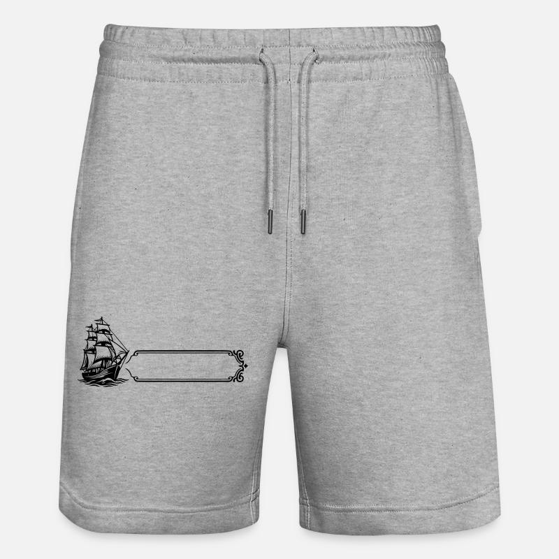 Bateau - Nom prénom - Short de jogging bio TRAINER Stanley/Stella unisexe - gris chiné