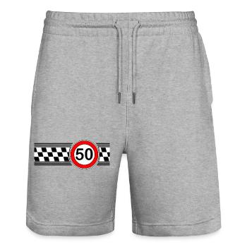 Race Check Motif Shirt Années 50 - Short de jogging bio TRAINER Stanley/Stella unisexe - gris chiné - Devant - Nik (191cm) & Marisol (170cm)