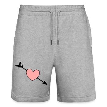 Heart Pink Red Heart Pink Gift Valentine's Day - Stanley/Stella Trainer Unisex Organic Jogging Shorts - heather grey - Front - Nik (191cm) & Marisol (170cm)