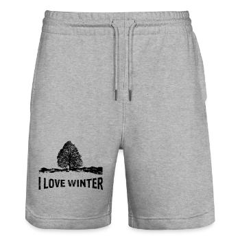 I love Winter mit kargem Ba - Stanley/Stella Unisex Bio Joggingshorts Trainer  - Grau meliert - Vorne - Nik (191cm) & Marisol (170cm)
