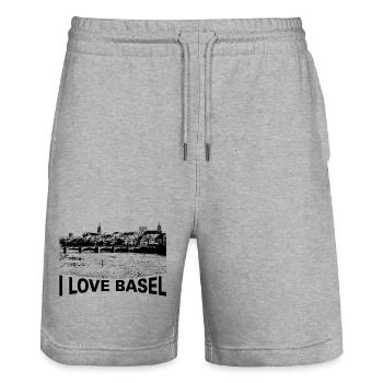 I love Basel - Stanley/Stella Unisex Bio Joggingshorts Trainer  - Grau meliert - Vorne - Nik (191cm) & Marisol (170cm)