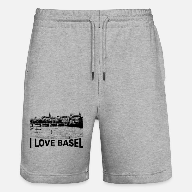 I love Basel - Stanley/Stella Unisex Bio Joggingshorts Trainer  - Grau meliert
