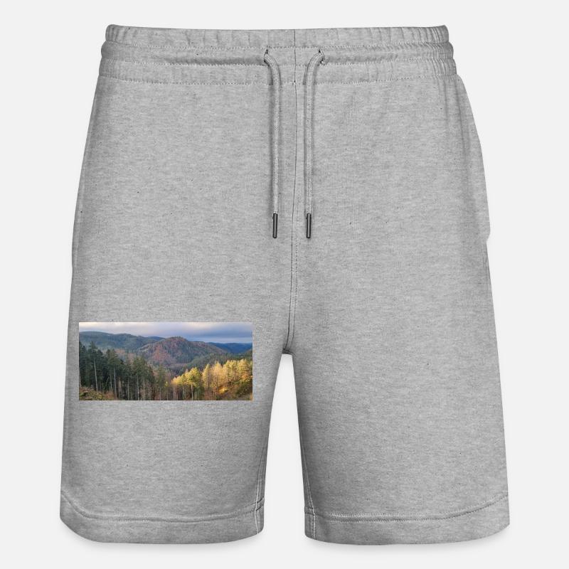 Herbstliche Waldlandschaft mit Sonnenlicht - Stanley/Stella Unisex Bio Joggingshorts Trainer  - Grau meliert